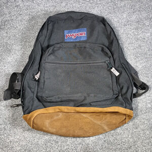 Jansport Backpack Leather Bottom Black